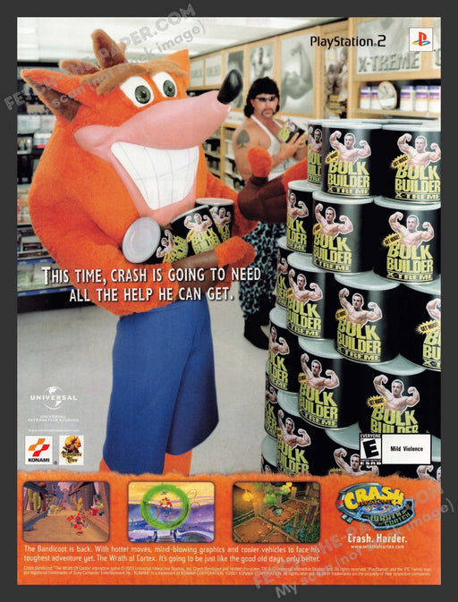 2001 Crash Bandicoot: The Wratch of Cortex Bulk Video Game Print Advertisement.