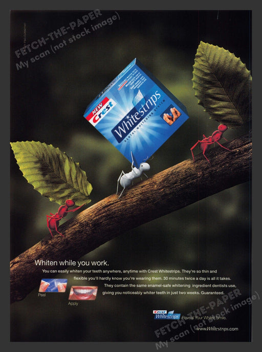 Crest Whitestrips Illustrated Ants Cute 2000s Print Advertisement 2001 Fetch the Paper!