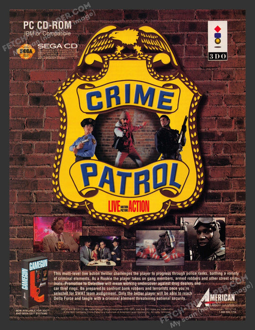 1994 Print Advertisement Crime Patrol Sega Video Game Ad.