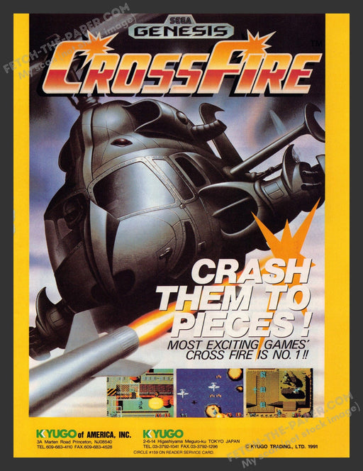 1991 Print Advertisement CrossFire Video Game Ad.