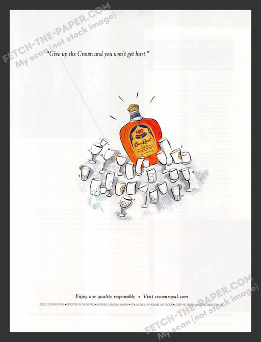 2001 Crown Royal Bottle Surrounded Alcohol Print Advertisement.