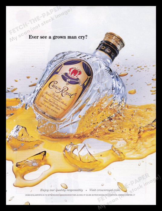 Crown Royal Whisky 2000s Print Advertisement Ad 2003 Broken Bottle Fetch the Paper!