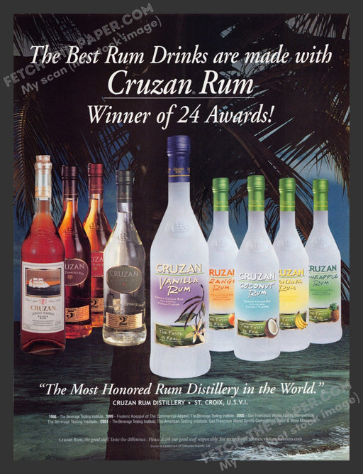 2002 Print Advertisement Cruzan Rum Flavors Alcohol Ad.