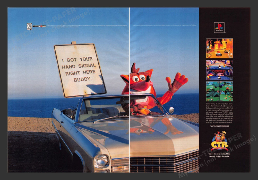 2000 CTR Crash Team Racing Bandicoot Video Game Print Advertisement (2 Pages).