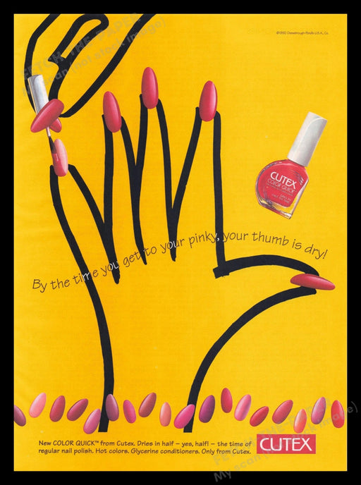 Cutex 1990s Print Advertisement Ad 1993 Nails Color Quick Cosmetics Fetch the Paper!
