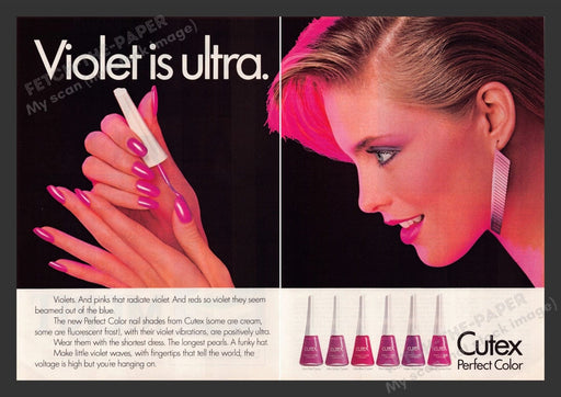 1983 Cutex Perfect Color Violet is Ultra Print Advertisement (2 Pages)