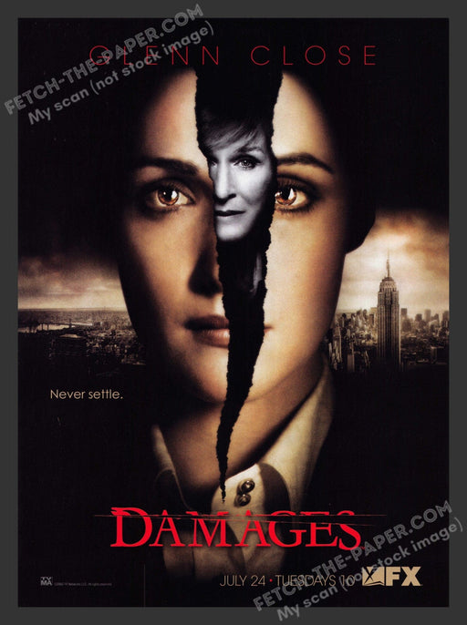2007 Print Advertisement Damages FX T.V. Show Glen Close Actress Ad.