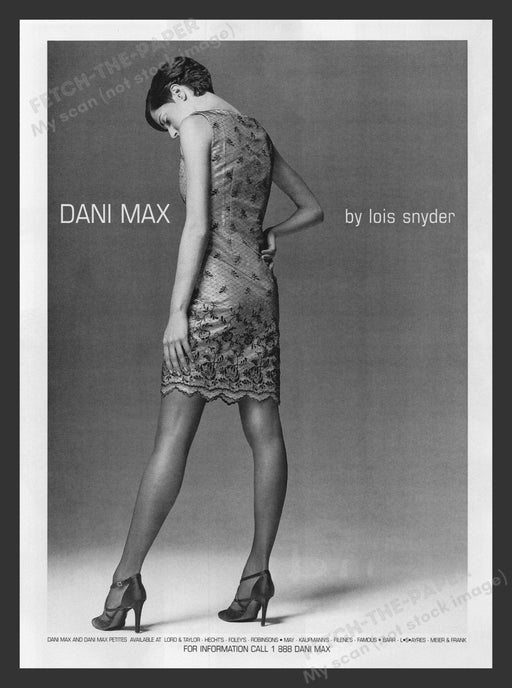 Dani Max Lois Snyder Designer Legs 1990s Print Advertisement Ad 1996 Fetch the Paper!