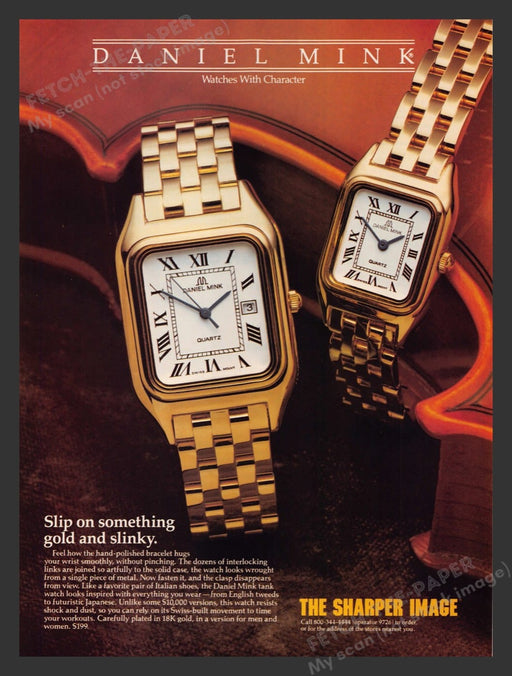 1987 Daniel Mink Watches with Character Print Advertisement Ad