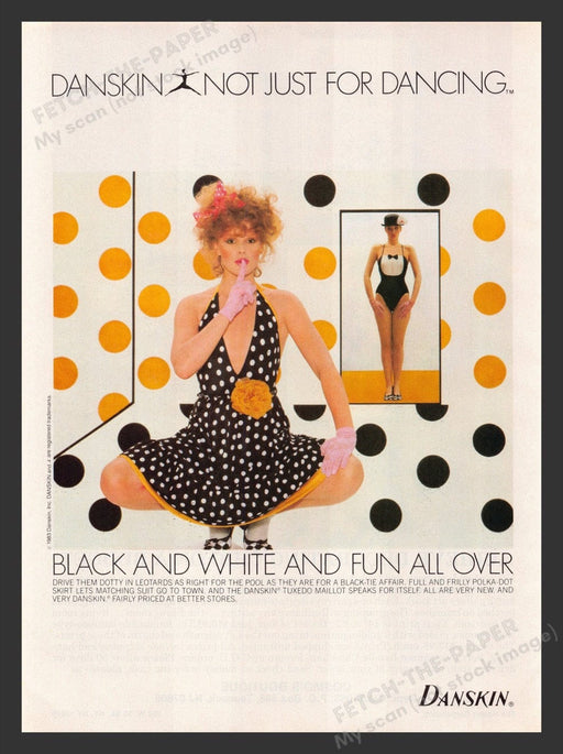1983 Danskin Dotty Leotards Tuxedo Millot Print Advertisement Ad
