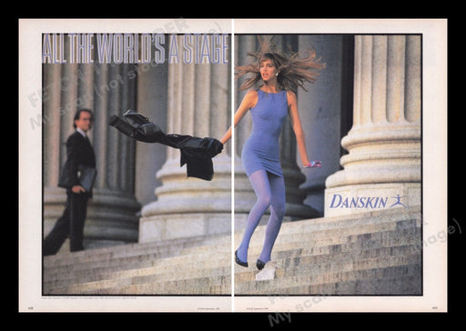 Danskin Tights 1980s Print Advertisement Ad (2 pages) 1987 Legs Fetch the Paper!