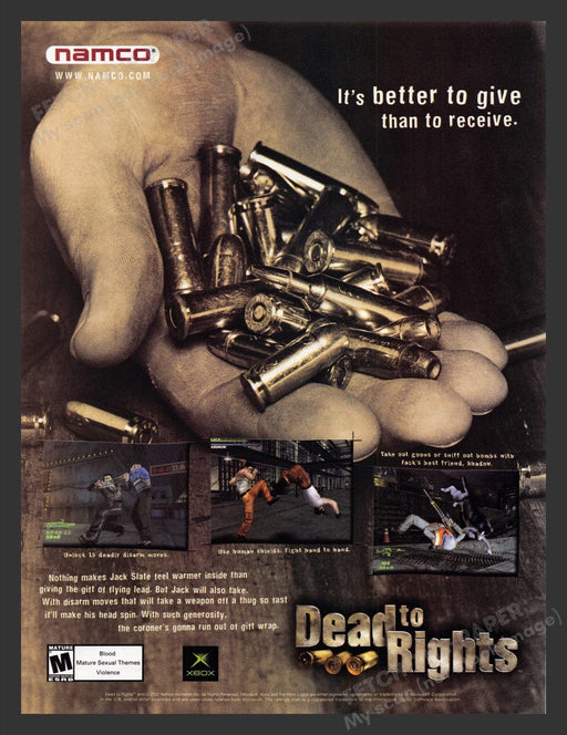 2002 Dead to Rights Bullets  Video Game Print Advertisement