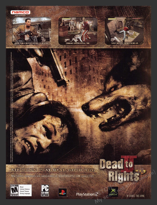 2005 Dead to Rights II Video Game Print Advertisement