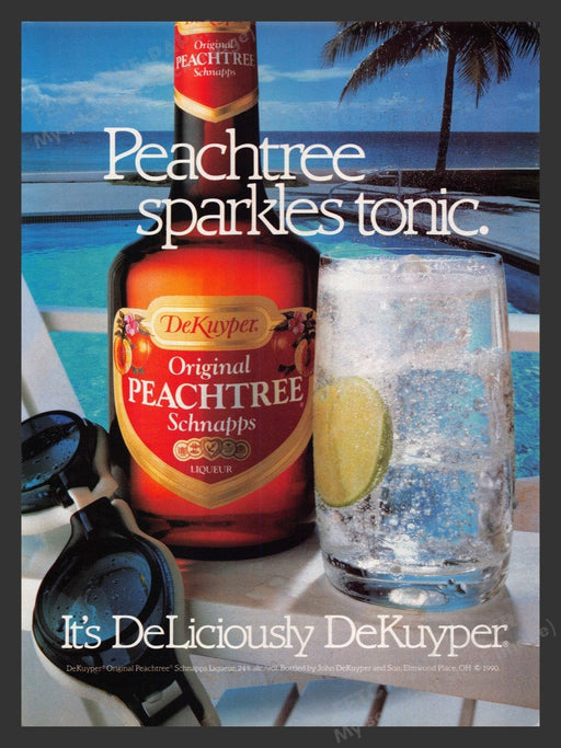 1990 DeKuyper Peachtree Schnapps Ocean Pool Goggles Print Advertisement Ad