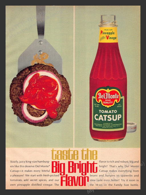 1964 Del Monte Tomato Catsup "Big Bright Flavor" Print Advertisement Ad