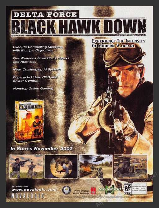 2002 Delta Force: Black Hawk Down Video Game Print Advertisement