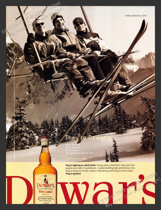 2000 Dewar's Igneous Skis Jackson Hole WY Alcohol Print Advertisement Ad.