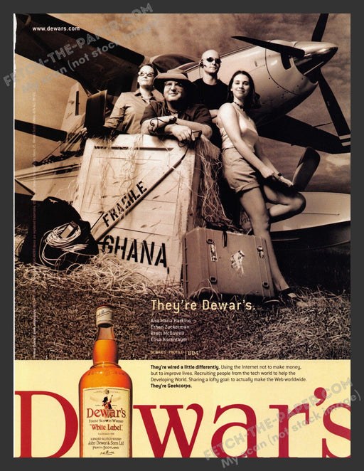 2000 Print Advertisement Dewar's Scotch Whisky Featuring Geekcorps Alcohol Ad.
