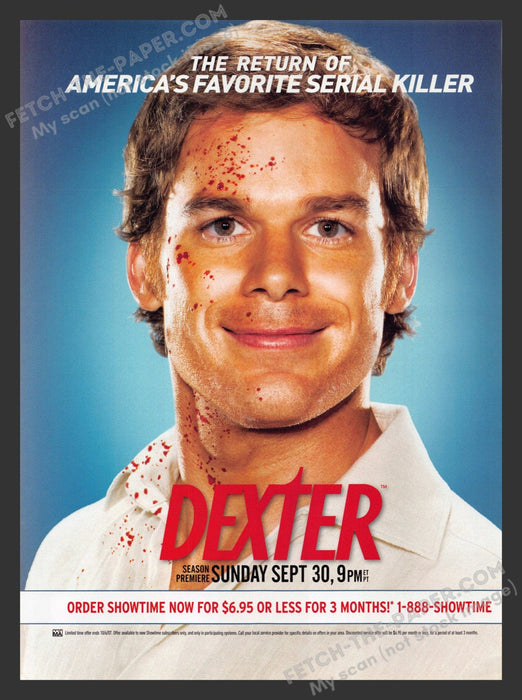 2007 Print Advertisement Dexter T.V. Show Serial Killer Ad.