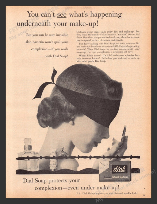 1956 Dial Deodorant Soap Blindfolded Woman Print Advertisement Ad