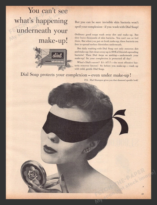 1956 Dial Soap Brunette Blindfolded Print Advertisement Ad