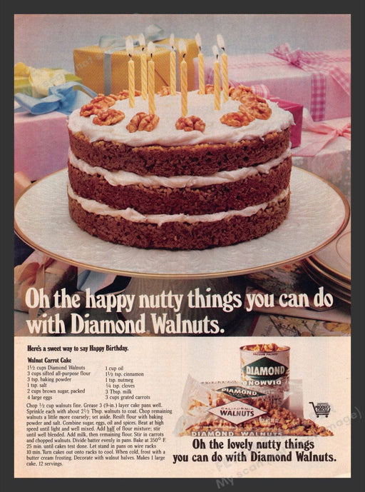 1981 Diamond Walnuts "Walnut Carrot Cake" Recipe Print Advertisement Ad