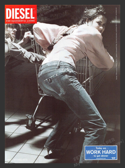 2003 Diesel Clothing Work Hard To Get Dinner Print Advertisement Ad