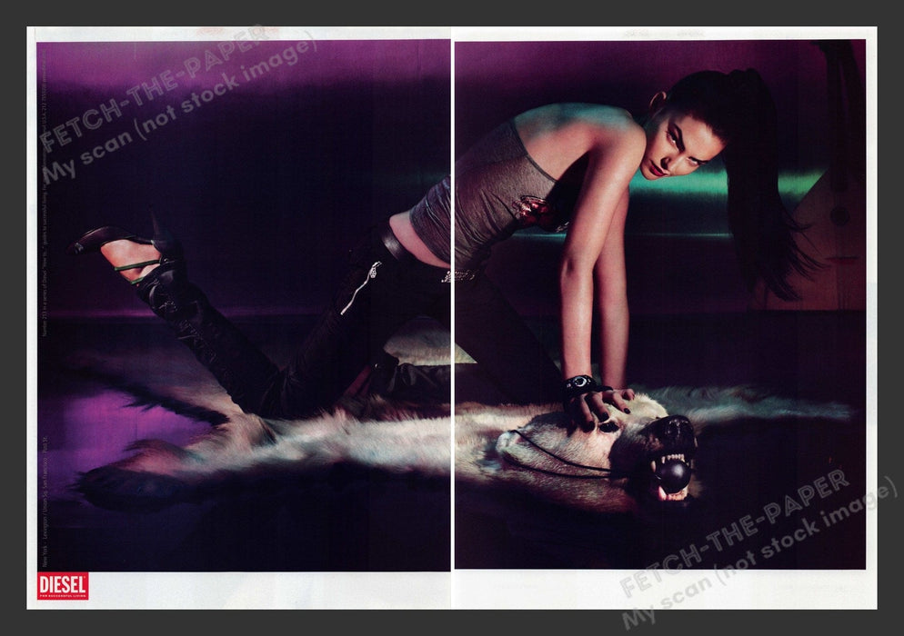 Diesel Model on Bear Rug 2000s Print Advertisement (2 pages) 2005 Fetch the Paper!
