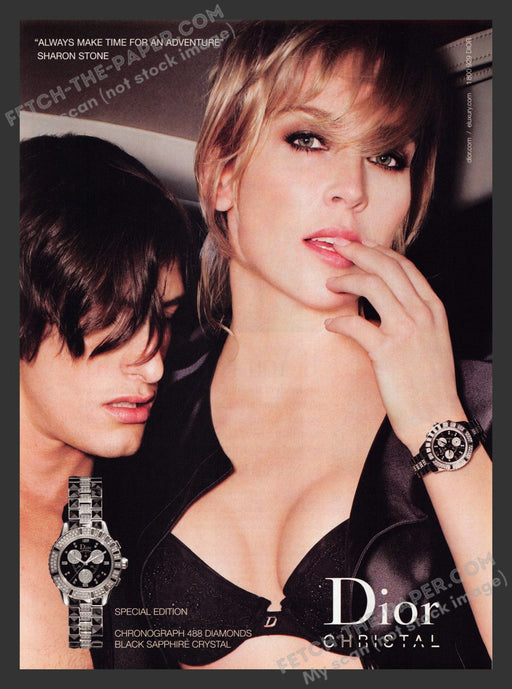 2007 Print Advertisement Dior Christal Watches Sharon Stone Actress.