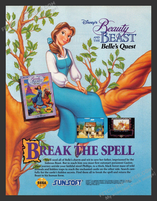 1993 Print Advertisement Disney's Beauty & the Beast Video Game Ad.