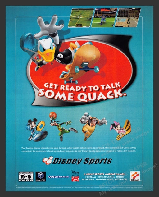 2002 Disney Sports "Talk some quack!" Video Game Print Advertisement