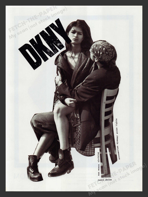 DKNY Couple Lap Clothing Shoes 1990s Print Advertisement 1993 Fetch the Paper!