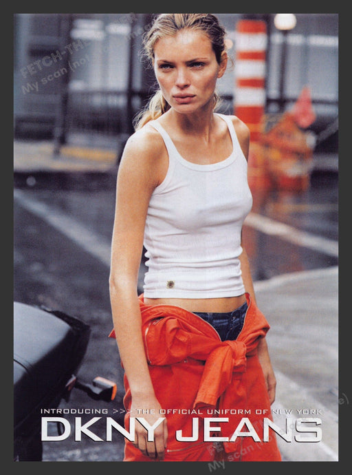 DKNY Jeans 1990s Print Advertisement Ad 1998 Tank Top Model New York City Fetch the Paper!