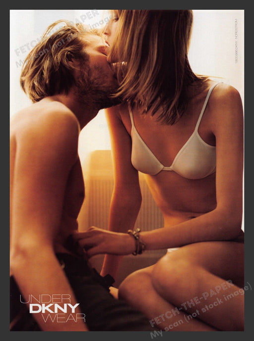 DKNY Underwear Bra Young Couple Kissing 2000s Print Advertisement 2001 Fetch the Paper!