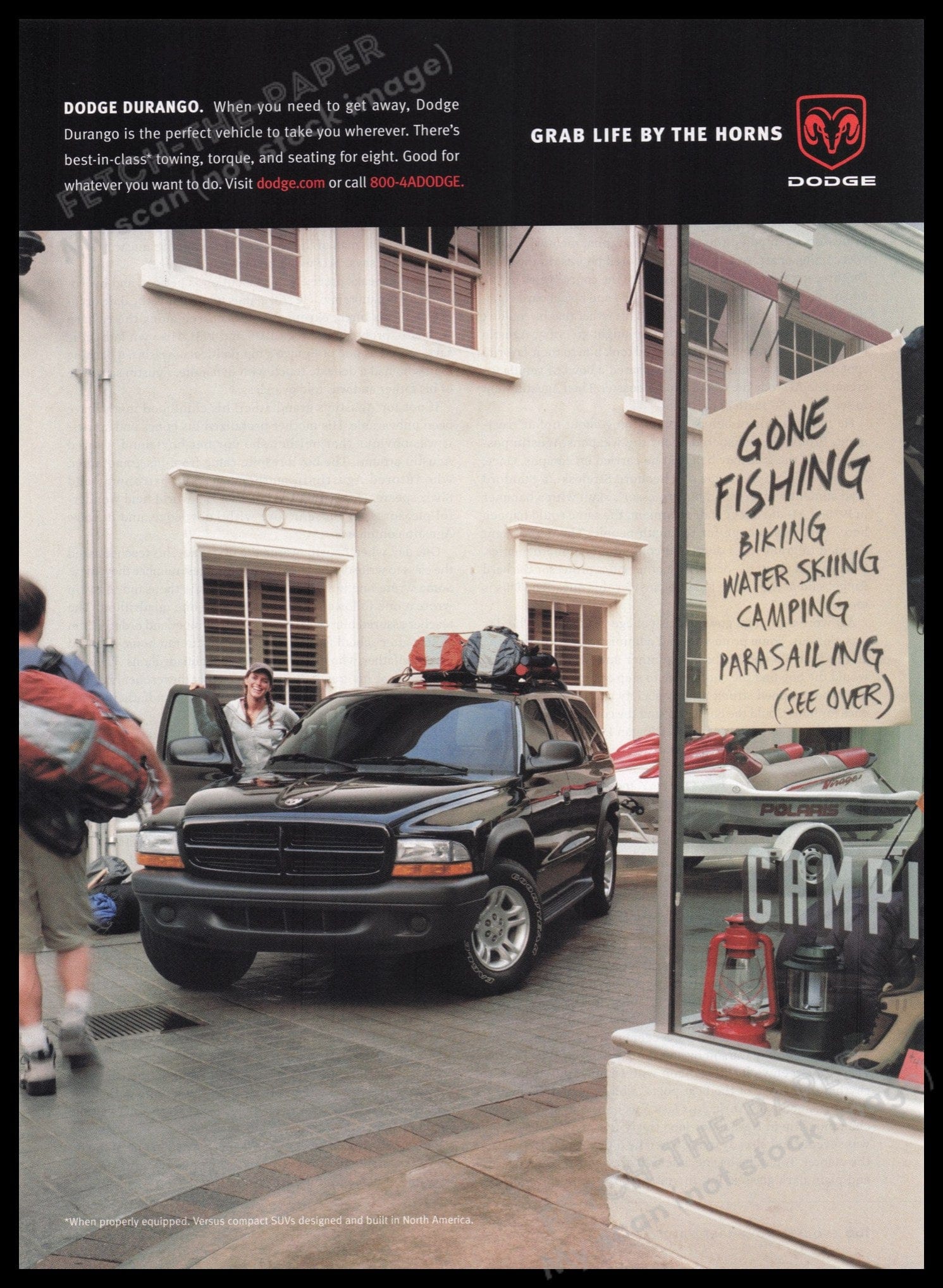 Vintage 2002 Dodge Durango SUV Print Ad - Gone Fishing — Fetch-the-Paper