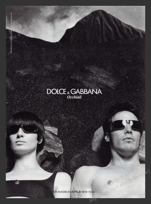Dolce & Gabbana 1990s Print Advertisement Ad 1998 Occhiali Sunglasses Volcanic Fetch the Paper!