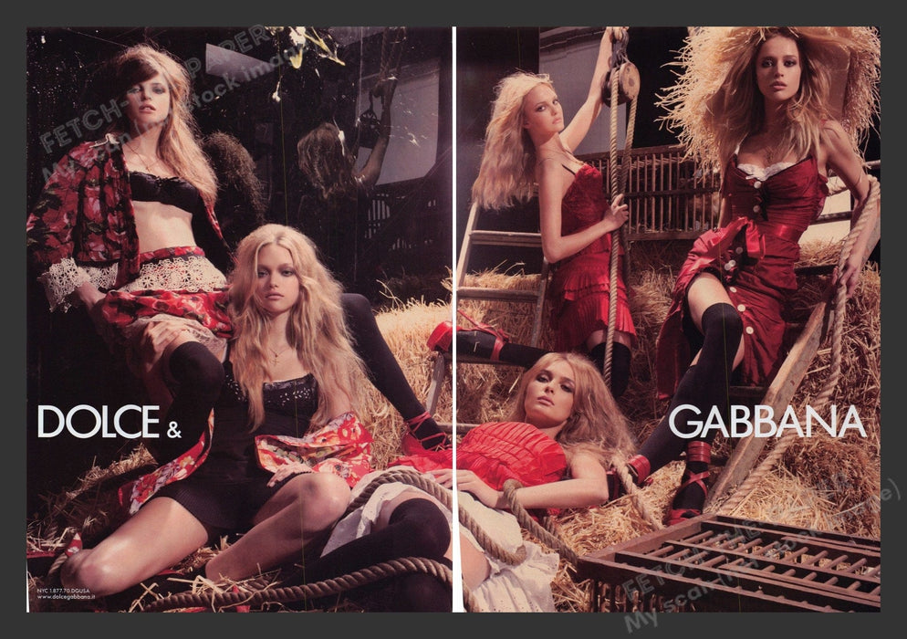 Dolce & Gabbana 2000s Print Advertisement (2 pages) Models In Straw Barn Fetch the Paper!