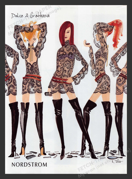 Dolce & Gabbana Illustration Nordstrom Thigh High 2000s Print Advertisement 2001 Fetch the Paper!