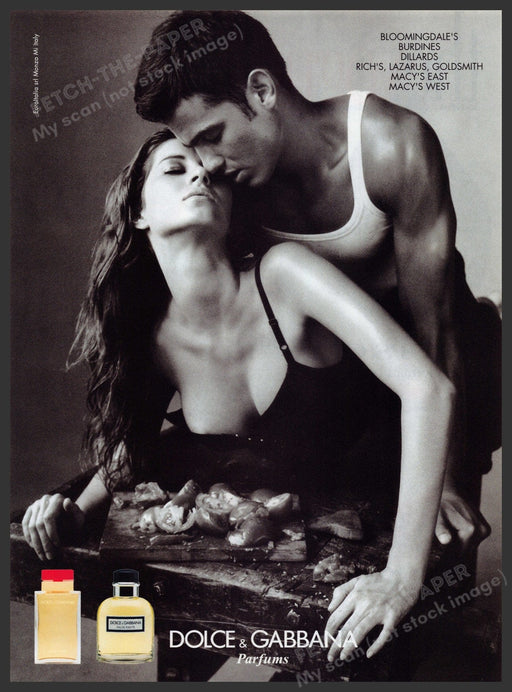 Dolce & Gabbana Parfums 1990s Print Advertisement Ad Perfume Sexy Couple Tomato Fetch the Paper!