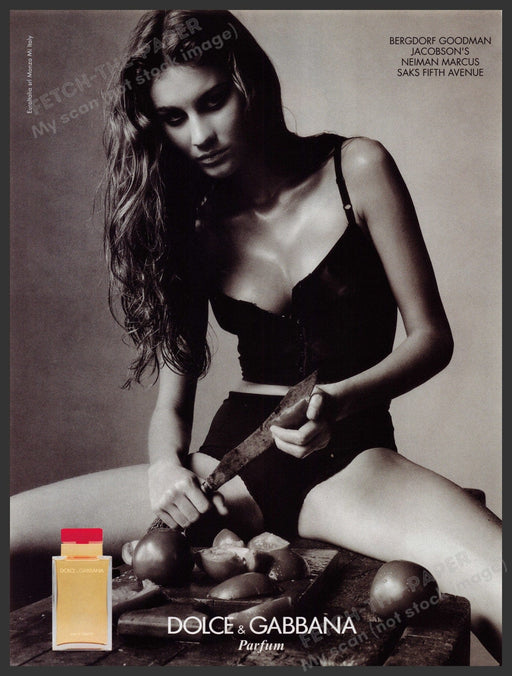 Dolce & Gabbana Perfume 1990s Print Advertisement Ad 1999 Cutting Tomatoes Fetch the Paper!