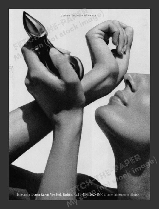 Donna Karan 1990s Print Advertisement Ad 1992 NY Parfum Perfume Photo Spread Fetch the Paper!