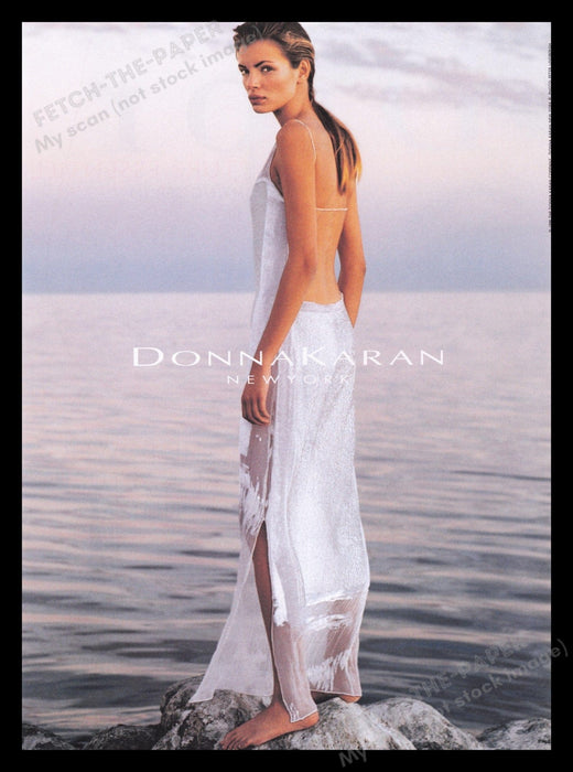 Donna Karan 1990s Print Advertisement Ad 1998 Dress Rock Water Model Fetch the Paper!