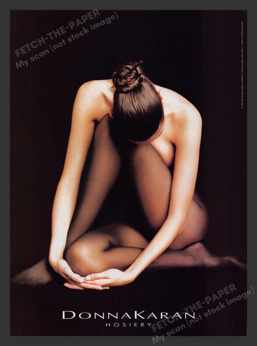 Donna Karan Hosiery Bare Model 1990s Print Advertisement Ad 1996 Fetch the Paper!