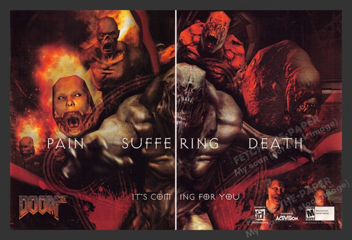 2004 Doom 3 Pain Suffering Death Video Game Print Advertisement (2 Pages)