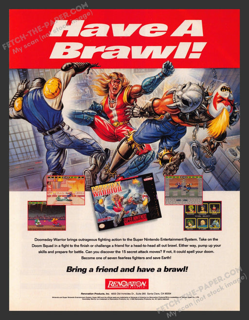 1993 Print Advertisement Doomsday Warrior Video Game Ad.