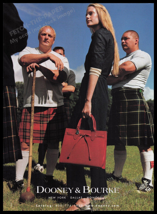 Dooney & Bourke Handbags 2000s Print Advertisement Ad 2000 Scottish Kilts Men Fetch the Paper!