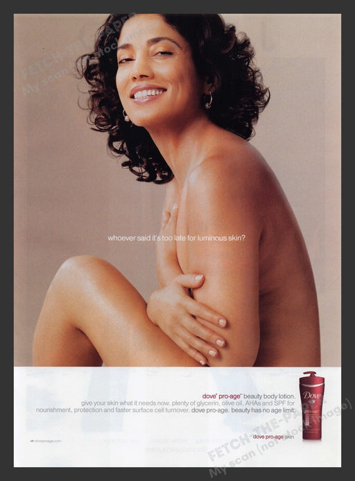 Dove 2000s Print Advertisement 2007 Pro-age Body Lotion Naked Woman Skin Fetch the Paper!