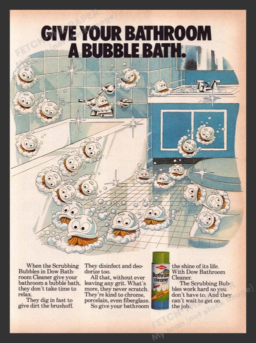 1979 Dow Bathroom Cleaner Bubbles Print Advertisement Ad