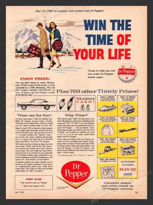 1965 Dr Pepper Sweepstakes Print Advertisement Ad