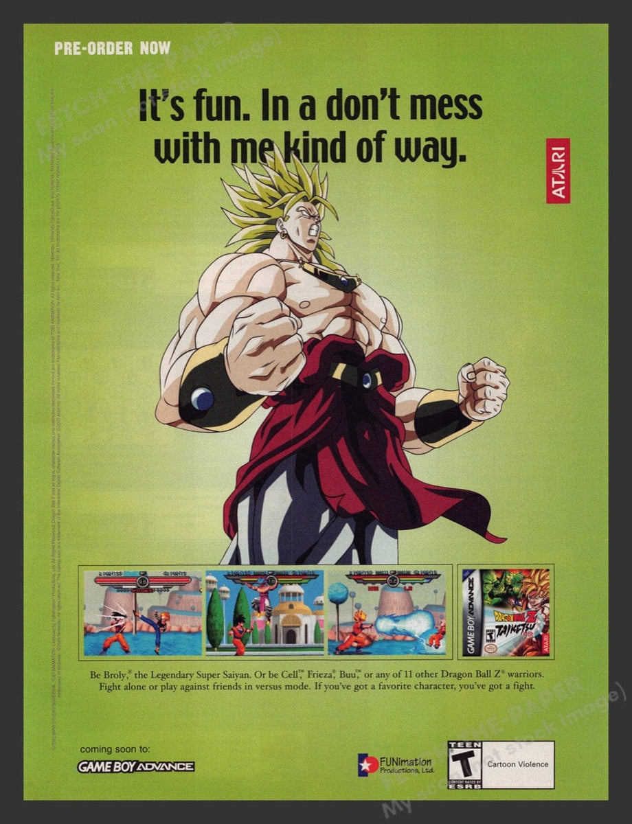 Dragon Ball Z: Taiketsu 2003 Green Print Ad - Broly GBA Game